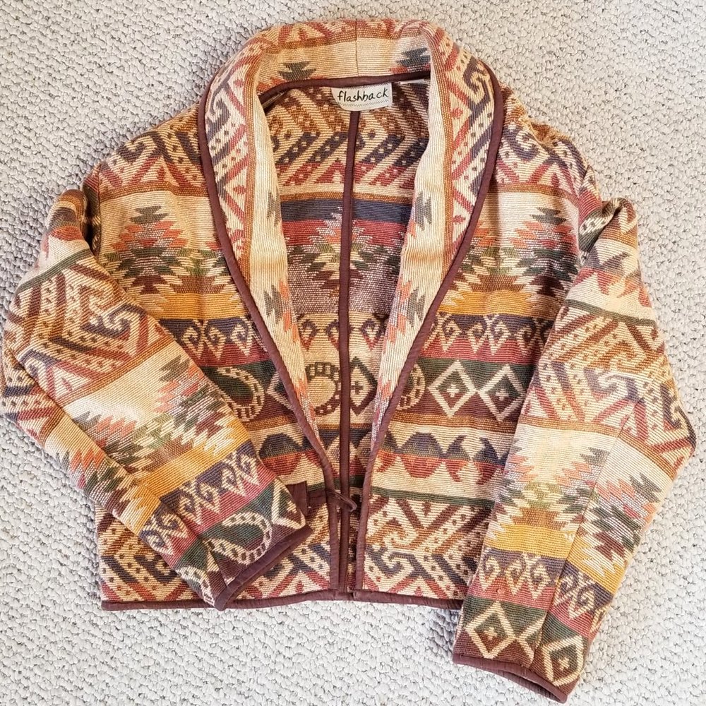 Vintage Earthy Patterned Woven Coat
